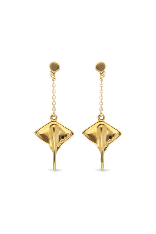 PENDIENTES CADENA DE ALEACIÓN DE METALES BAÑADOS EN ORO 18K CON FORMA DE MANTARRAYA Pendiente