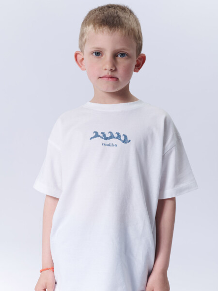 Remera Estampa Olas Blanca