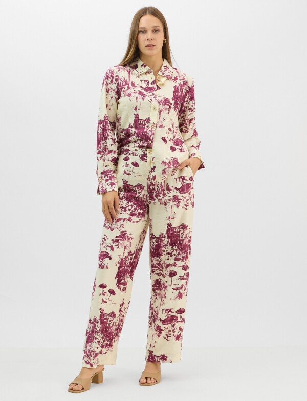 Conjunto Camisa Y Pantalón Estampado VIOLETA