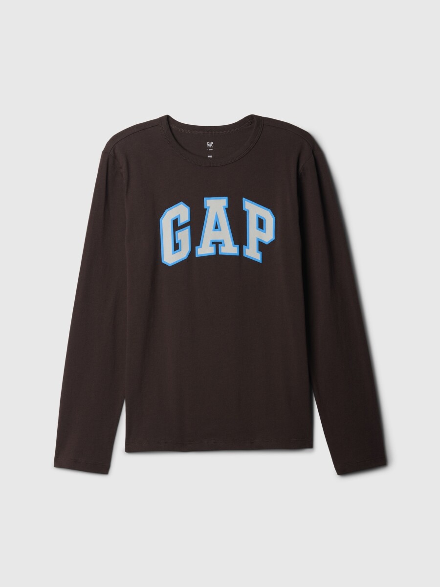 Remera Logo Gap Manga Larga Niño - Terra Brown 
