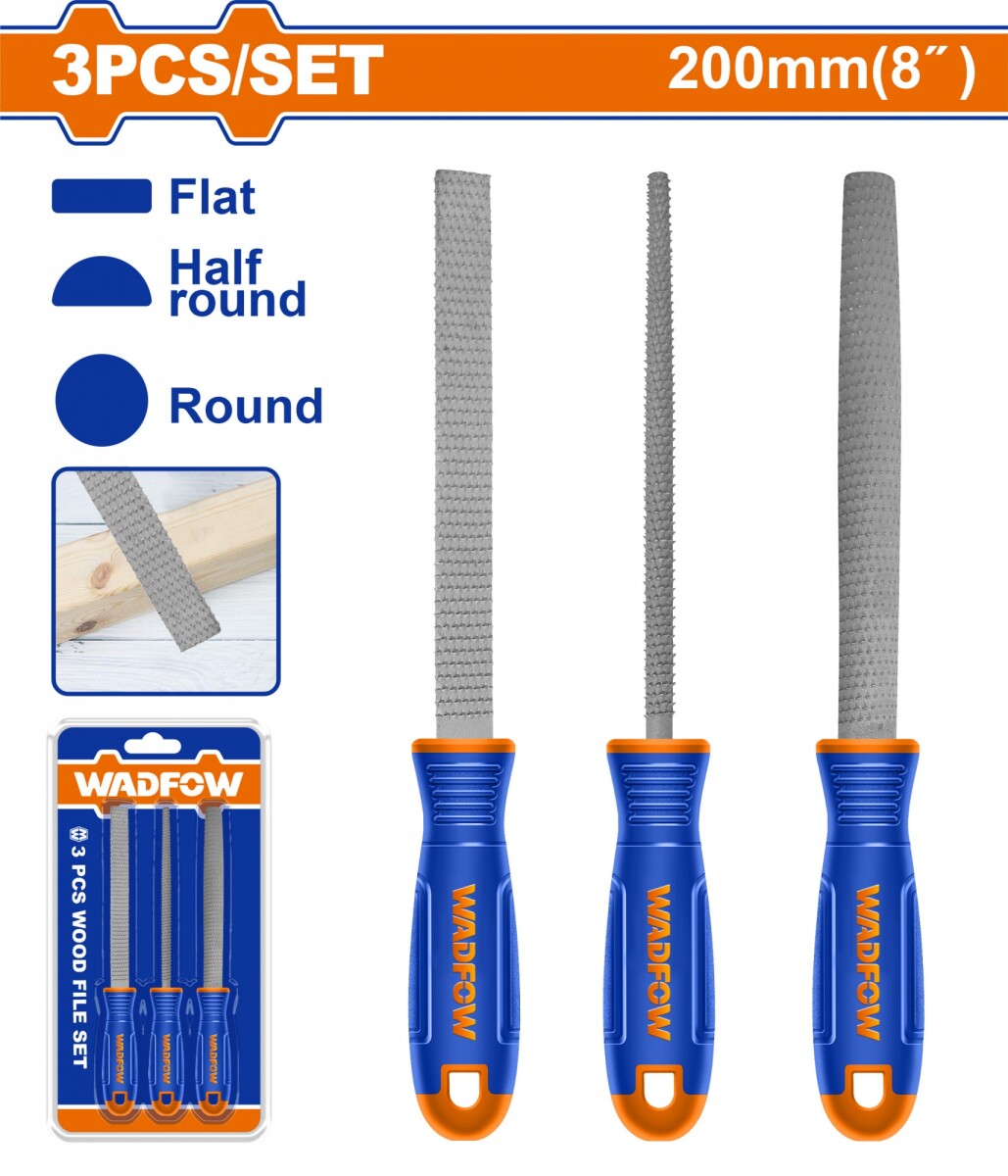 SET X 3 LIMA PARA MADERA 8 WADFOW WSF1403 