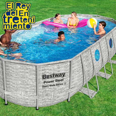 Piscina Bestway Rattan 13430 L + Bomba + Regalos Gris