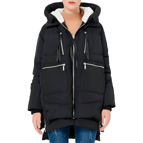 Uzspace Camperon Dama Reina Capucha Abrigo Urbano Negro