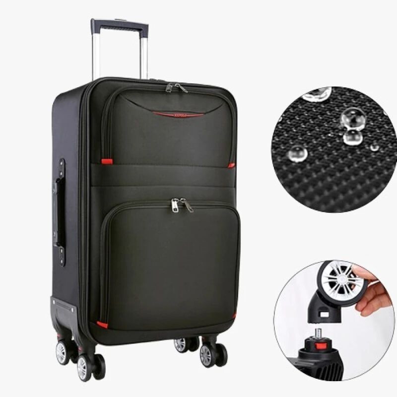 Set de Valijas de Tela con Ruedas | Livianas y Resistentes Negra