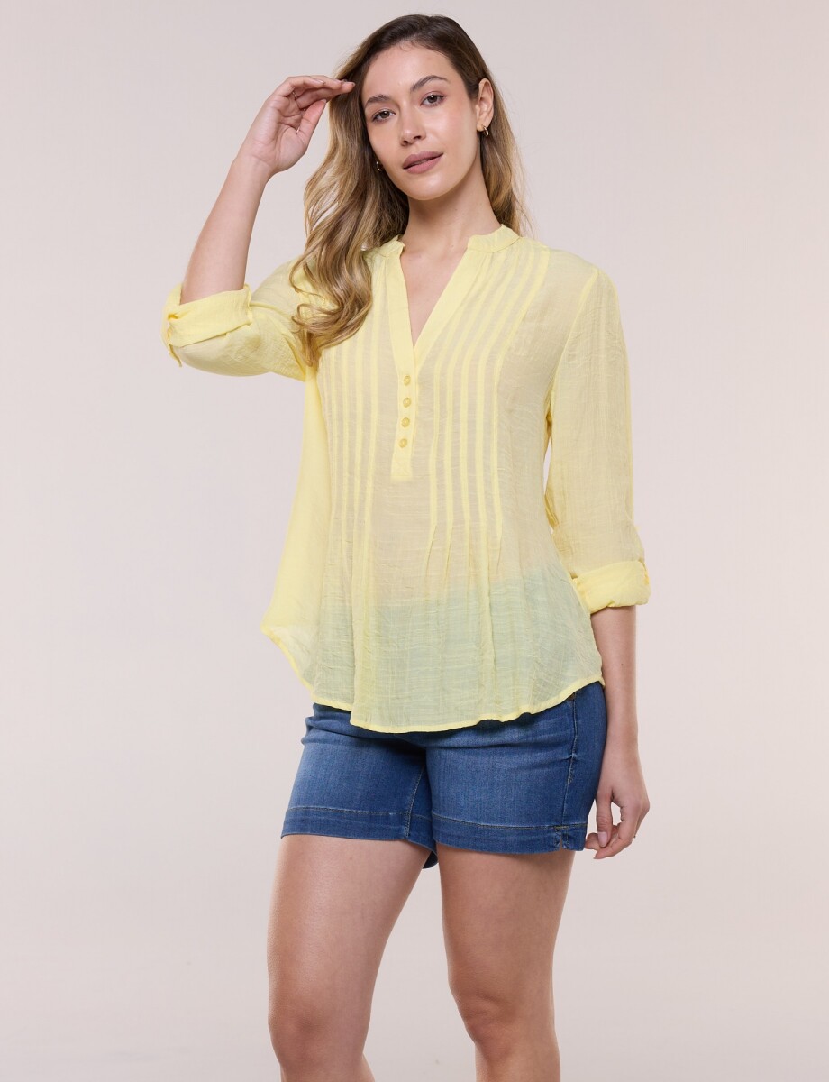 Blusa Delantera Plisada - Amarillo 