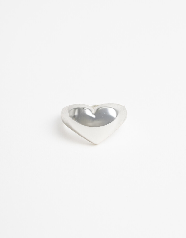 Anillos Medianos y Grandes Metal Anillo Metal Corazón - Plateado