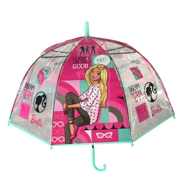 Paraguas Infantil Barbie Rosa - Celeste