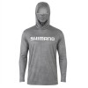 Remera Buzo Shimano Con Filtro Uv Manga Larga Capucha y Cuello Gris