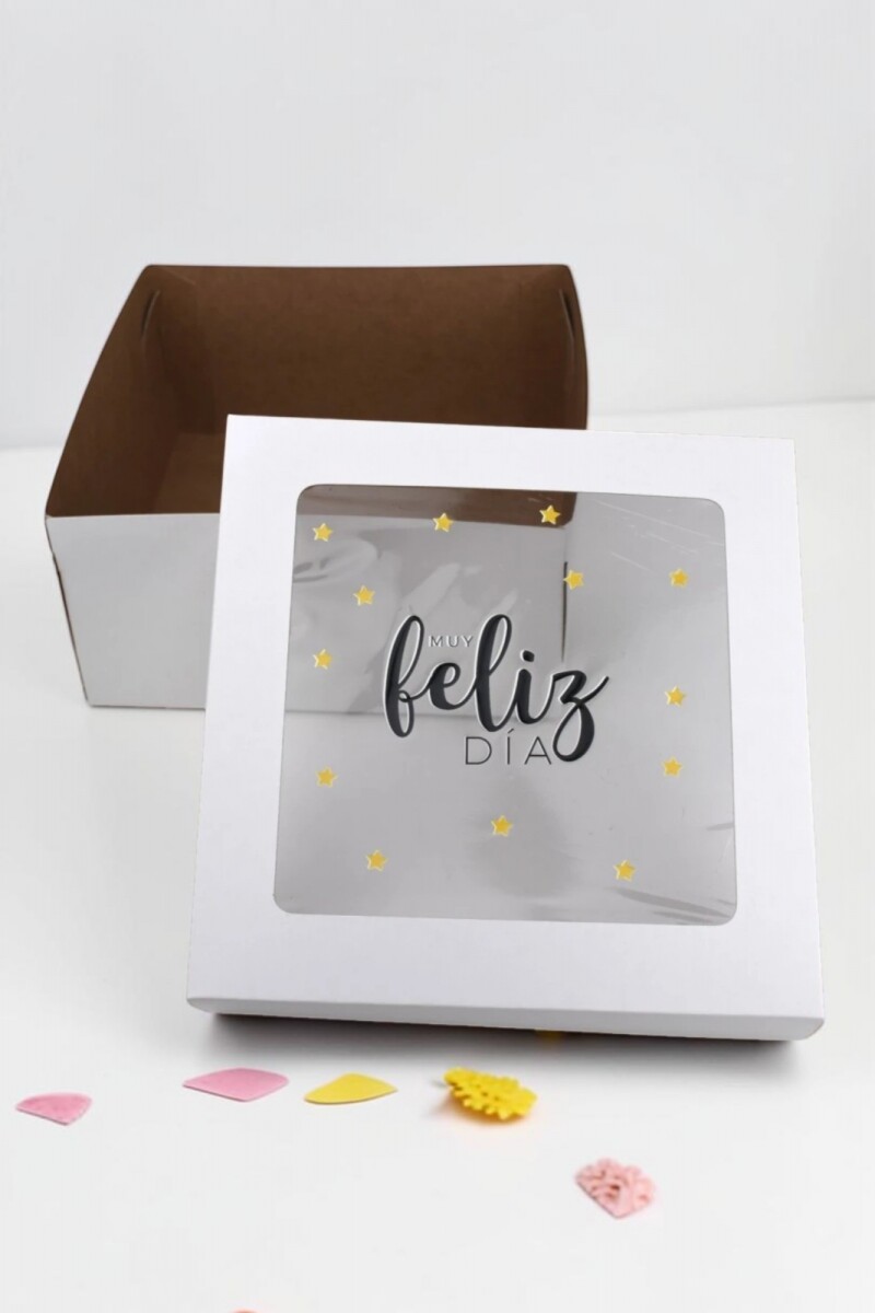 Caja flexi 20x20x9,5. c/visor impreso - BLANCO -ESTRELLAS 