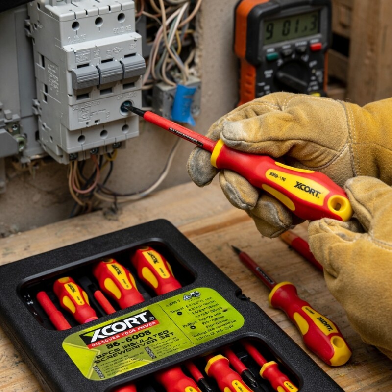 XCORT JUEGO DESTORNILLADORES AISLACION VDE 1000V 7 PIEZAS + BUSCAPOLO Xcort Juego Destornilladores Aislacion Vde 1000v 7 Piezas + Buscapolo