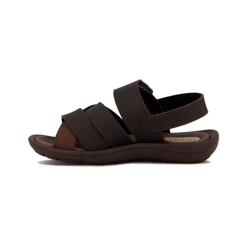 Country Sandalia Casual Niño Tiras Cruzadas C/velcro Forro Textil Cafe