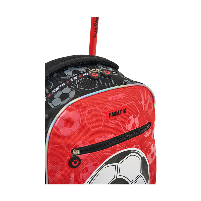 Mochila 46 cm Fun World con carro y lunchera Fanatic Rojo