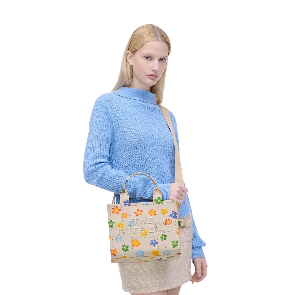MARC JACOBS - THE WILD DAISY CANVAS SMALL TOTE BAG 