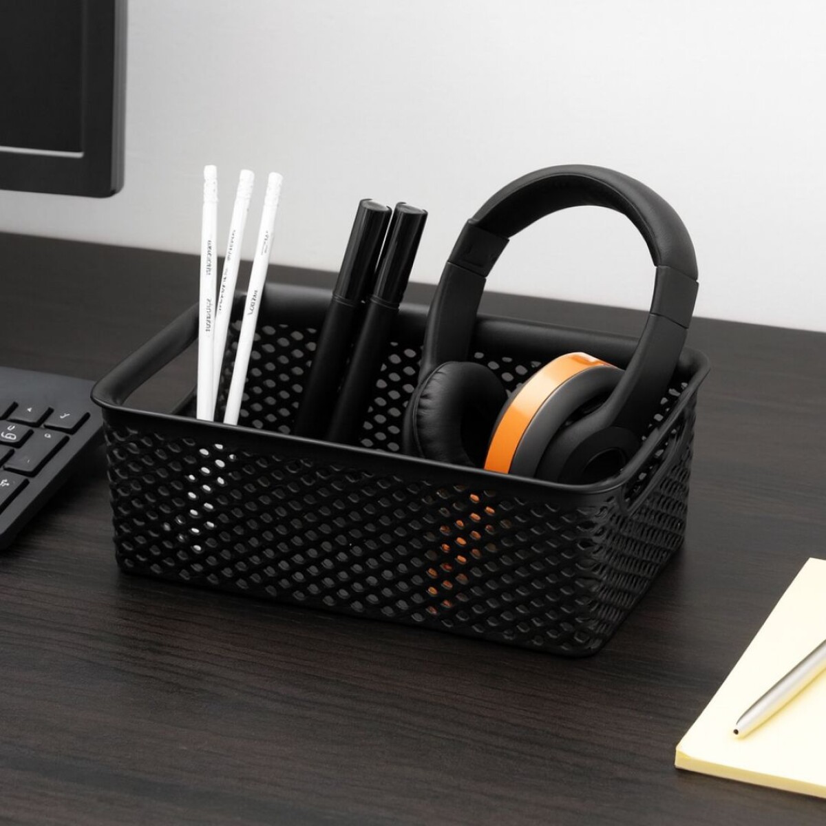 CANASTO ORGANIZADOR RECTANGULAR 20X9X8CM - NEGRO 