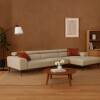 Sofá con chaise DUNA CUERO BEIGE - DERECHO
