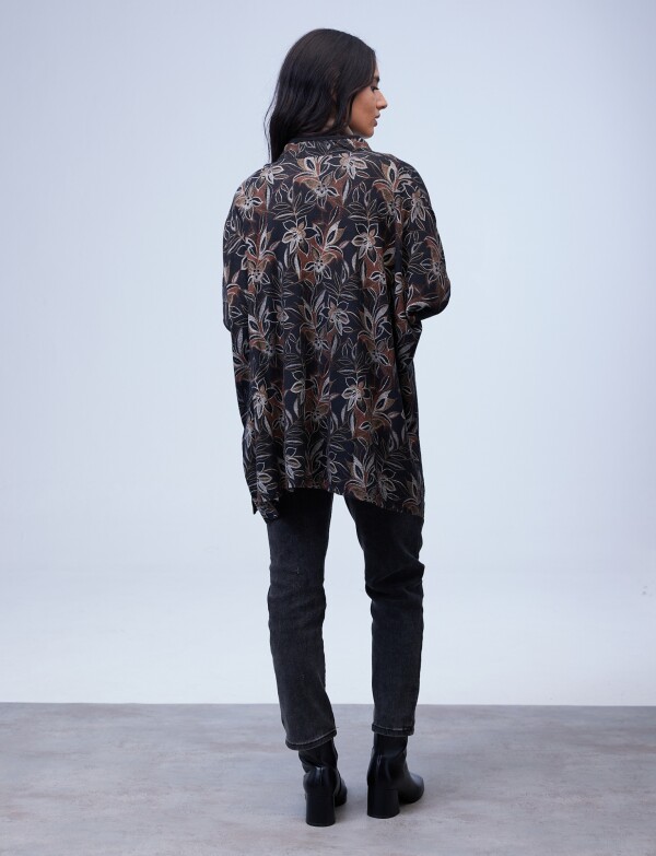 Cardigan Oversized Zip NEGRO/MULTI