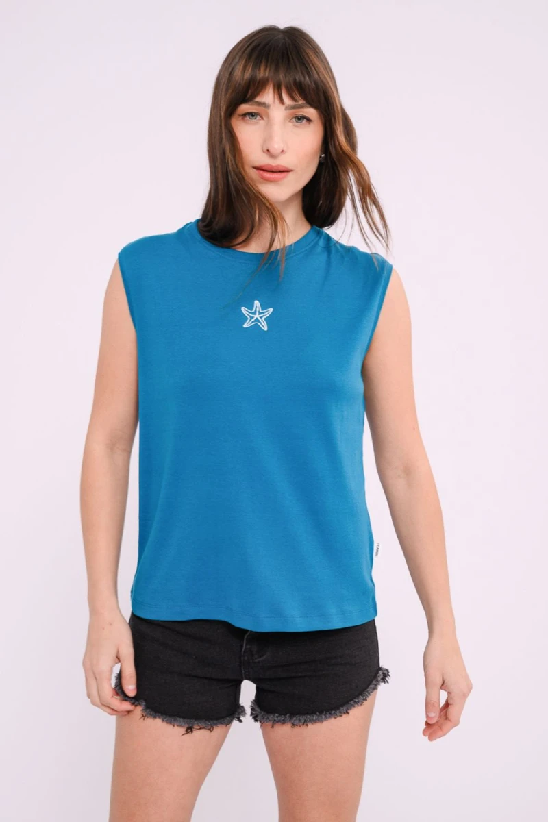 Musculosa estampada - Azul 
