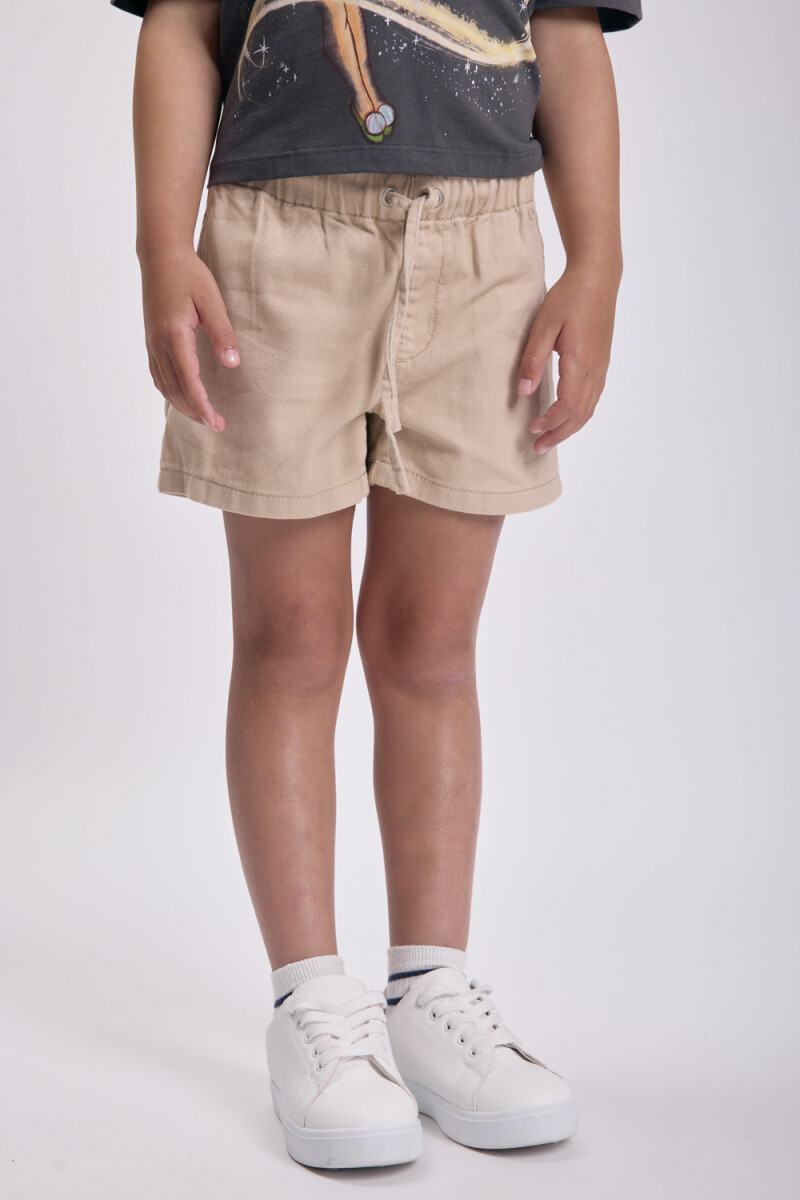Short jean cintura elastica - Beige 