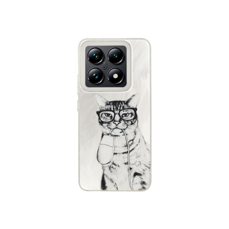 Protector para Xiaomi 14T plateado diseño gato Protector Para Xiaomi 14t Plateado Diseño Gato
