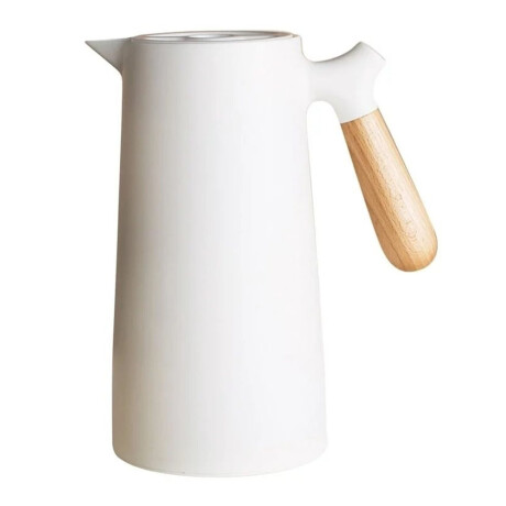Jarra Térmica de 1Lt en Plástico y Mango Ergonómico Madera Blanco