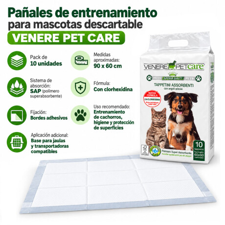 Set X10 Pañales Entrenamiento Perros 60x90 Adhesivos Venere Blanco