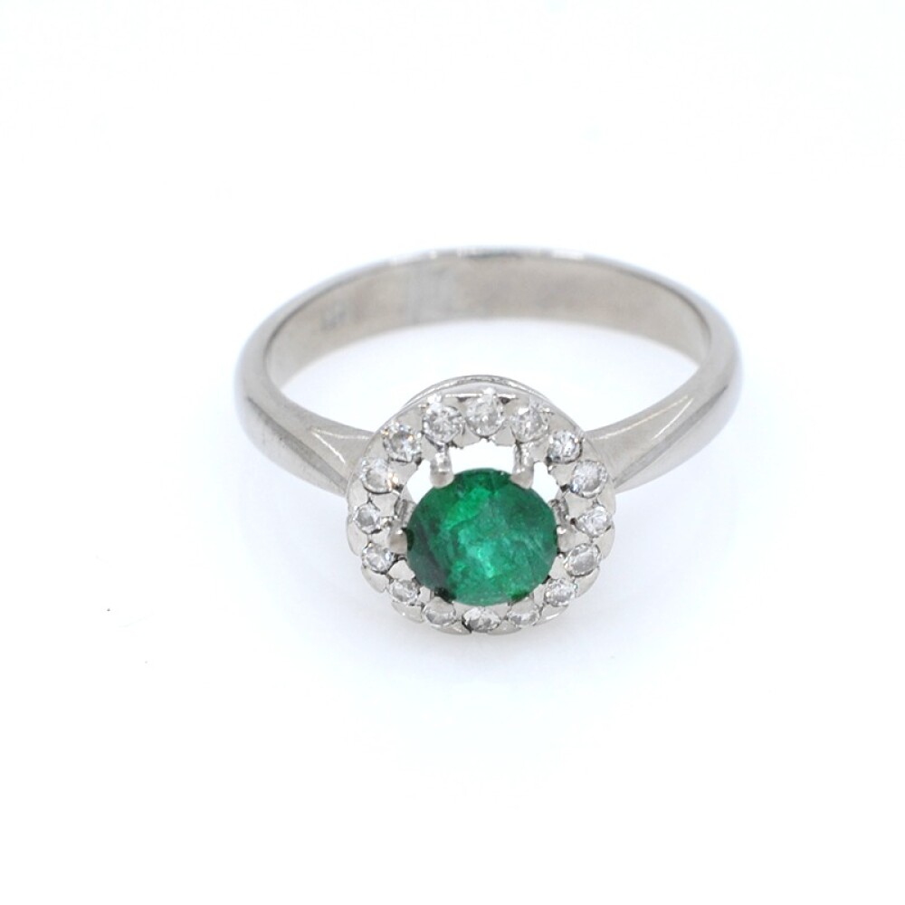 Anillo oro 18k blanco brillantes y hermosa esmeralda Anillo oro 18k blanco brillantes y hermosa esmeralda