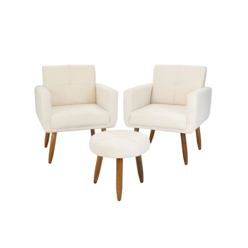 Conjunto Dallas 2 Poltronas+ Puff Beige 492 Conjunto Dallas 2 Poltronas+ Puff Beige 492