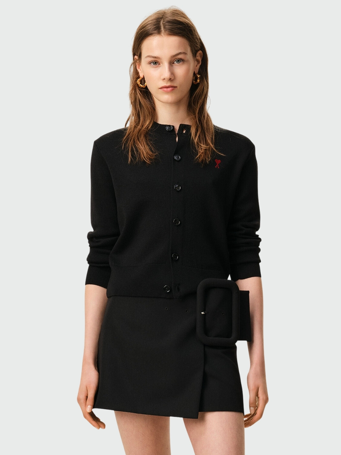 AMI PARIS - Cardigan Cuore de Lana Bordó