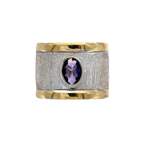 Anillo de plata 925 y double en oro 18 ktes con circonia. Anillo de plata 925 y double en oro 18 ktes con circonia.