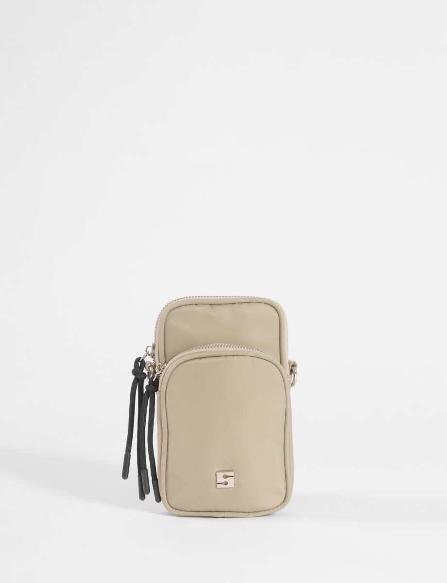 Porta celular strap ojalillos - beige 