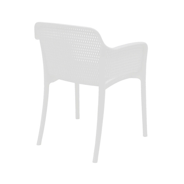 Silla apilable blanca "GABRIELA" con posabrazos -TRAMONTINA TD0660