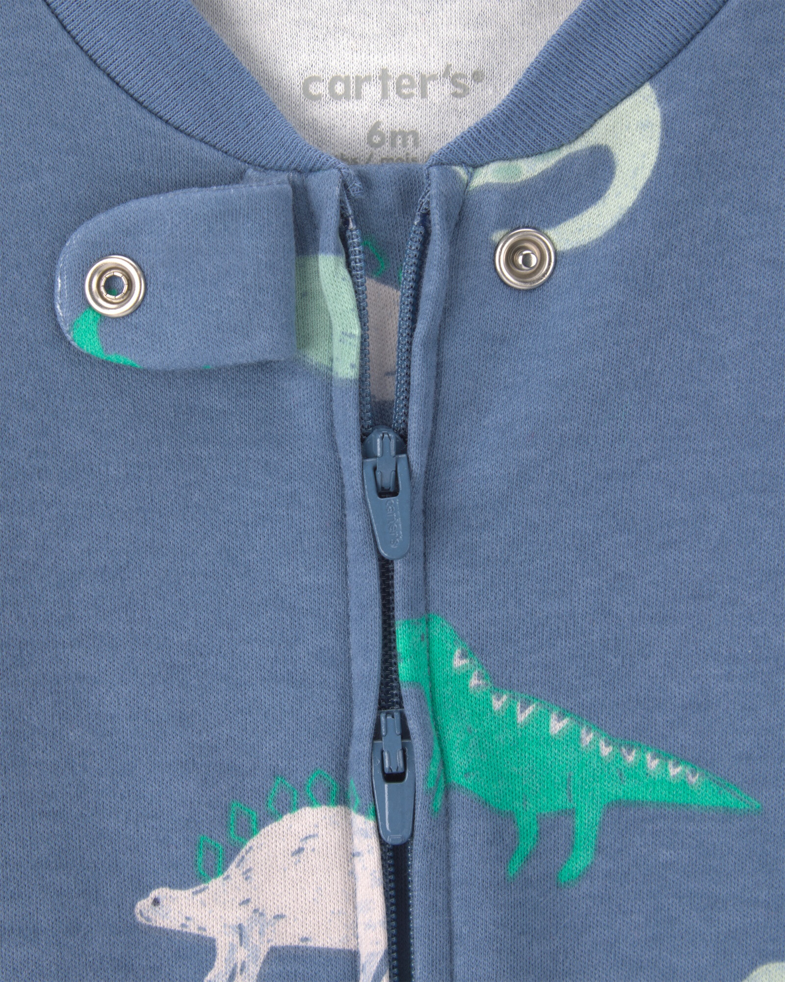 Pijama una pieza de algodón, con pie, azul marino, diseño dinos Sin color