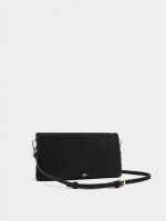 Bolso Bandolera Efecto Piel Con Solapa negro