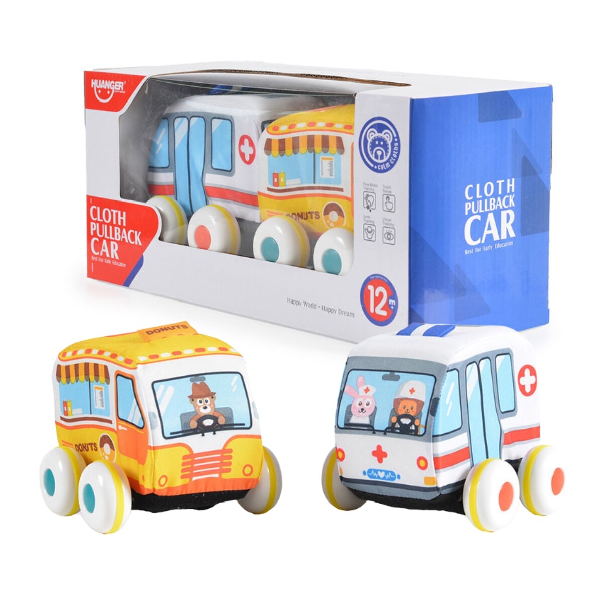 Set de 2 Autitos de Tela Huanger Ambulancia y Donuts 