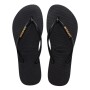 Sandalias Havaianas Slim Logo Metallic Mujer Negro/Dorado