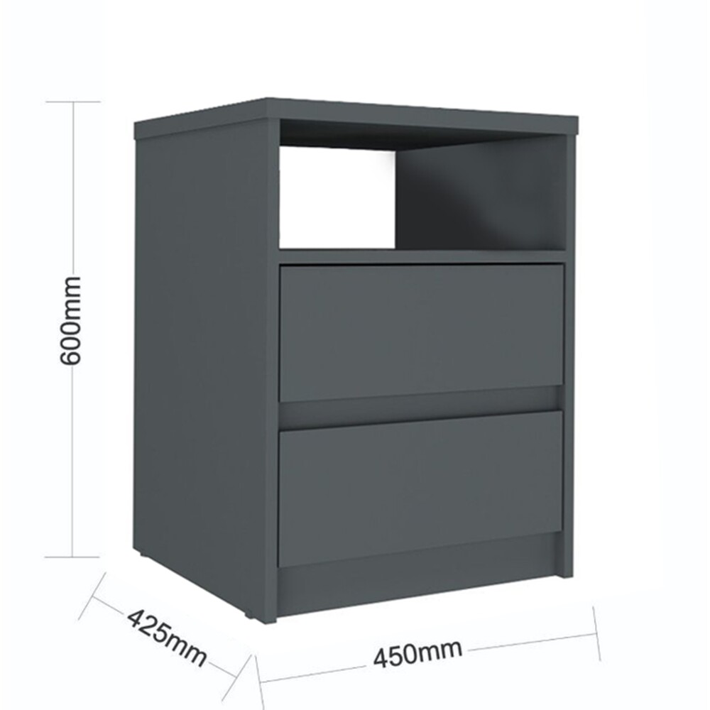 Mesa de Luz 2 Cajones SOUTH Plus Gris