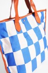 Cartera shopper a cuadros azul