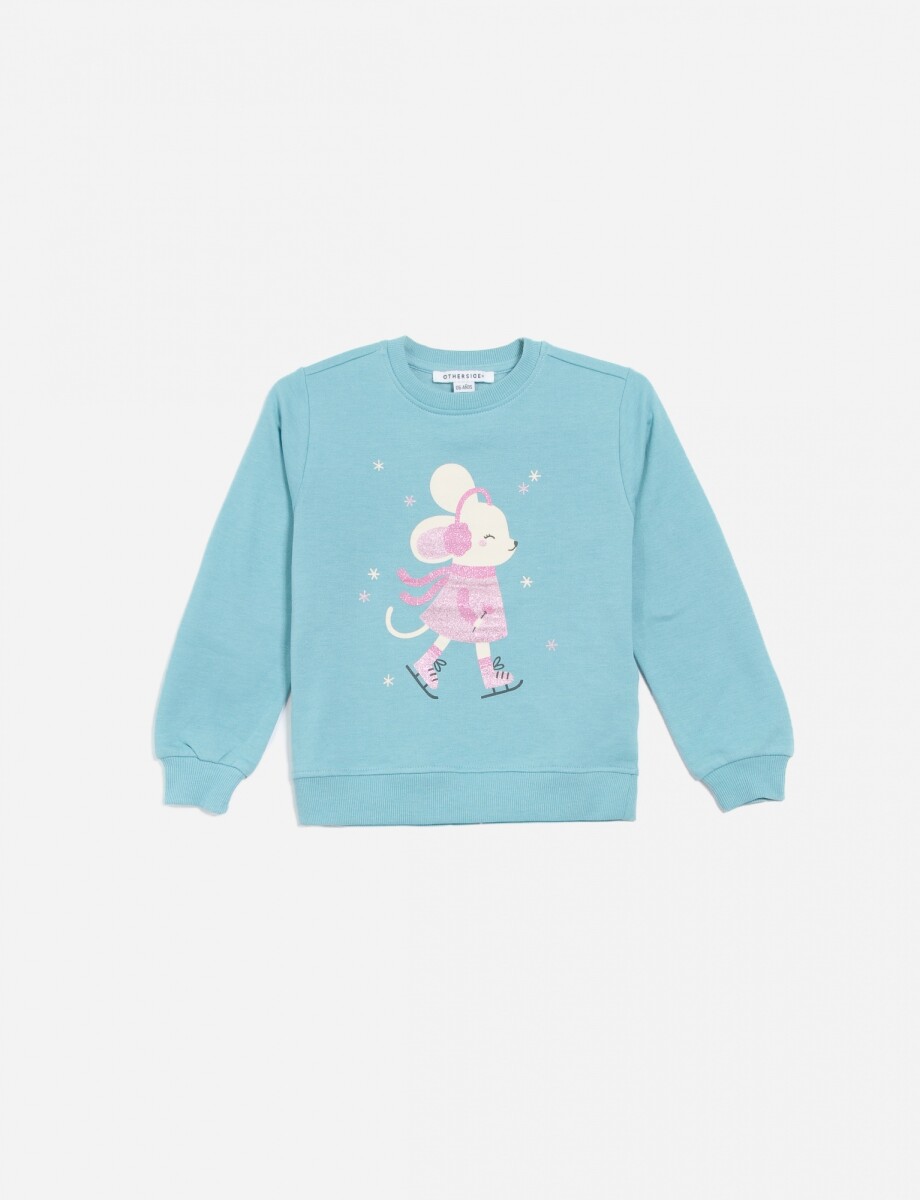 Sweatshirt con ardilla - CELESTE 