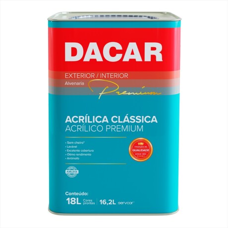 DACAR LATEX ACRILICO PREMIUM EXTERIOR / INTERIOR BLANCO NIEVE 18 LITROS Dacar Latex Acrilico Premium Exterior / Interior Blanco Nieve 18 Litros