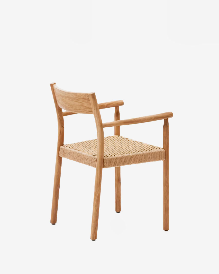 Silla Yalia de madera maciza de roble con acabado natural y asiento de cuerda FSC 100% Silla Yalia de madera maciza de roble con acabado natural y asiento de cuerda FSC 100%