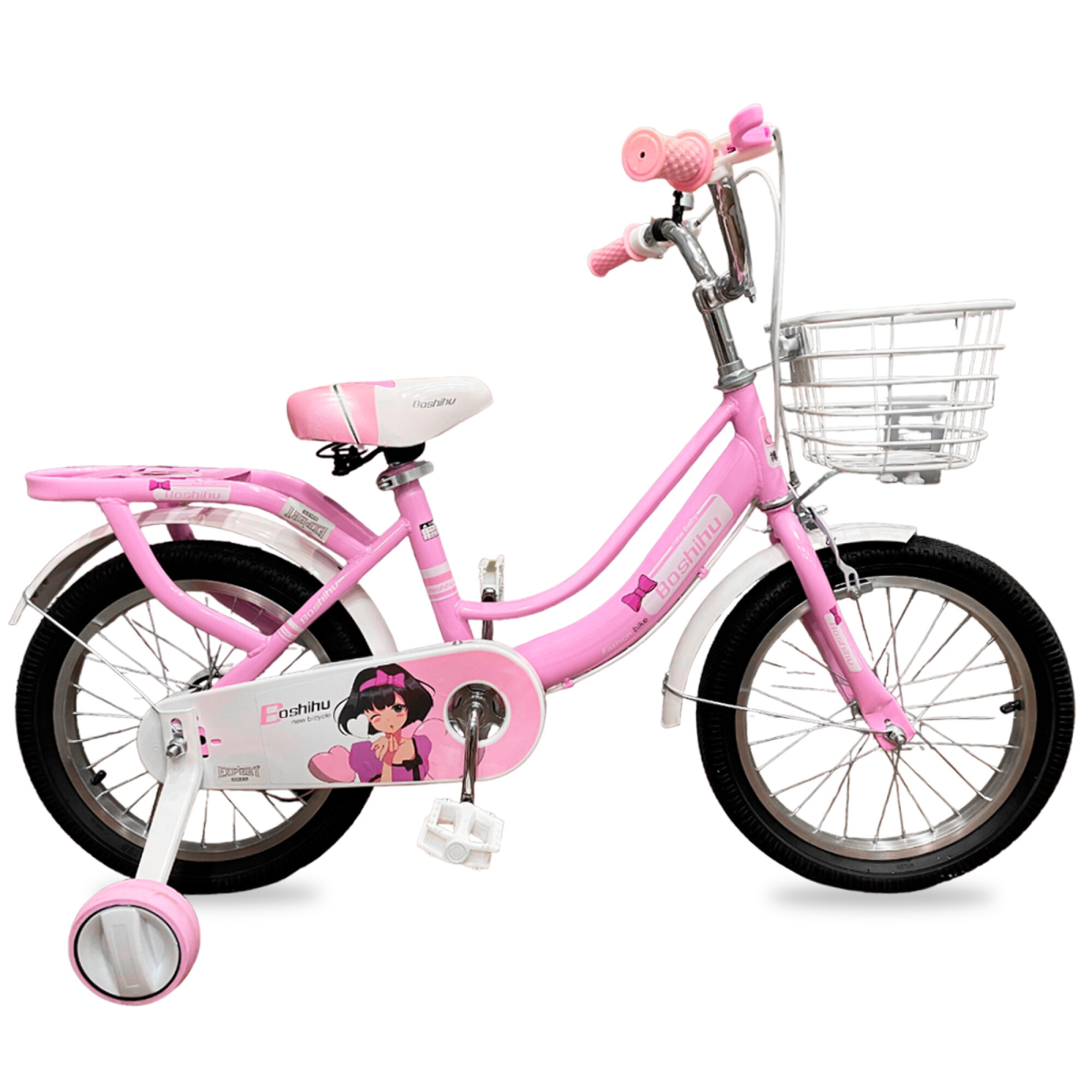 Cesta delantera bici infantil c/ganchos plegables rosa — OnVeló Cycling