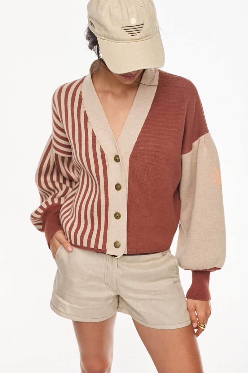 Cardigan Play Crudo/Marron