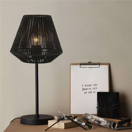 Lampara De Mesa D23X47Cm Tejido/Metal Negro