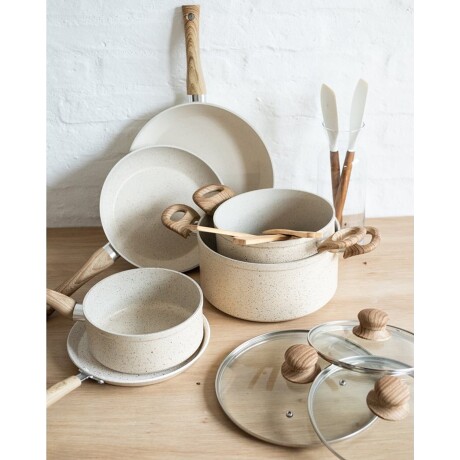 Batería de cocina Selecta 7 piezas en aluminio forjado y granito Beige Batería de cocina Selecta 7 piezas en aluminio forjado y granito Beige