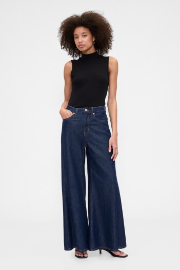 Jean Ultra Wide Pallazo Mujer Dark Wash
