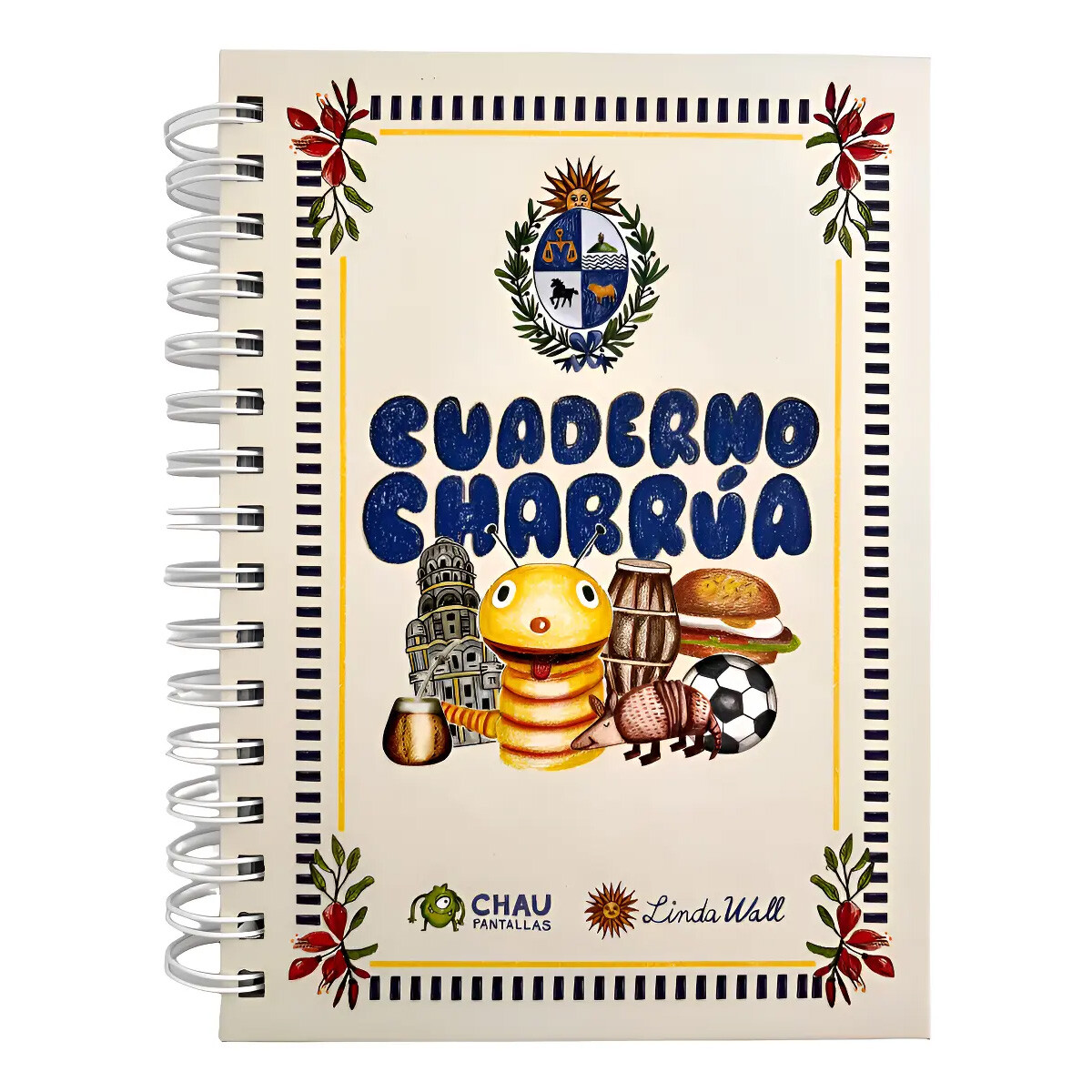CUADERNO AGENDA CHARRÚA LINDA WALL CHAU PANTALLAS BLANCO 