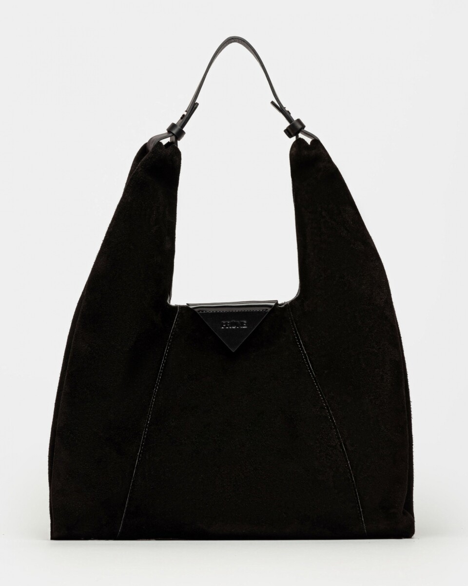 Cartera al hombro The Shopping en cuero gamuza - Negro 