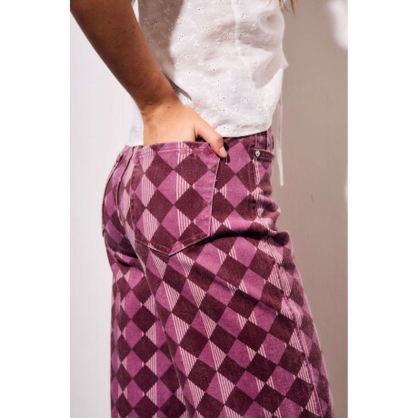 Jean Baggy Estampa Rombos Burdeos