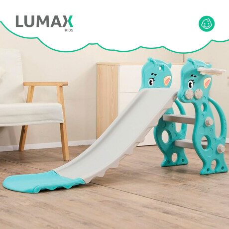 Tobogán Infantil Plástico Plegable Con Extensión Celeste/Gris