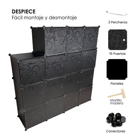 Armario Plástico Lumax 15 Puertas Desmontable Portátil Negro